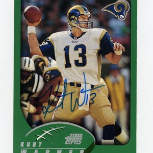 Autografado 2002 Topps Kurt Warner St. Louis Rams (Hall da Fama); Torry Holt, candidato de Trung