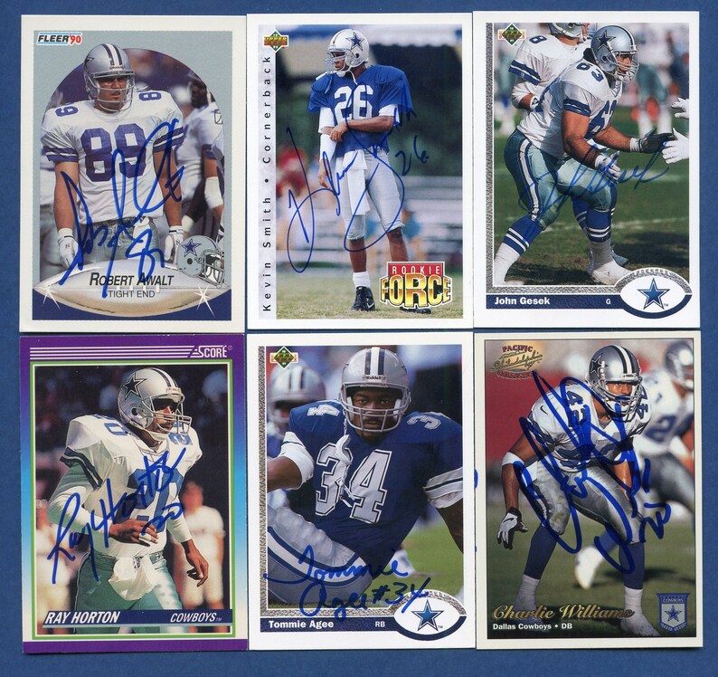 Vintage Autographed Dallas Cowboys Cards Kevin Smith Ray Etsy