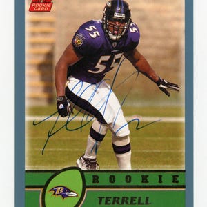 Cartões de novato autografados do Topps Baltimore Ravens de 2003: Terrell Suggs, Kyle Boller, Musa Smith
