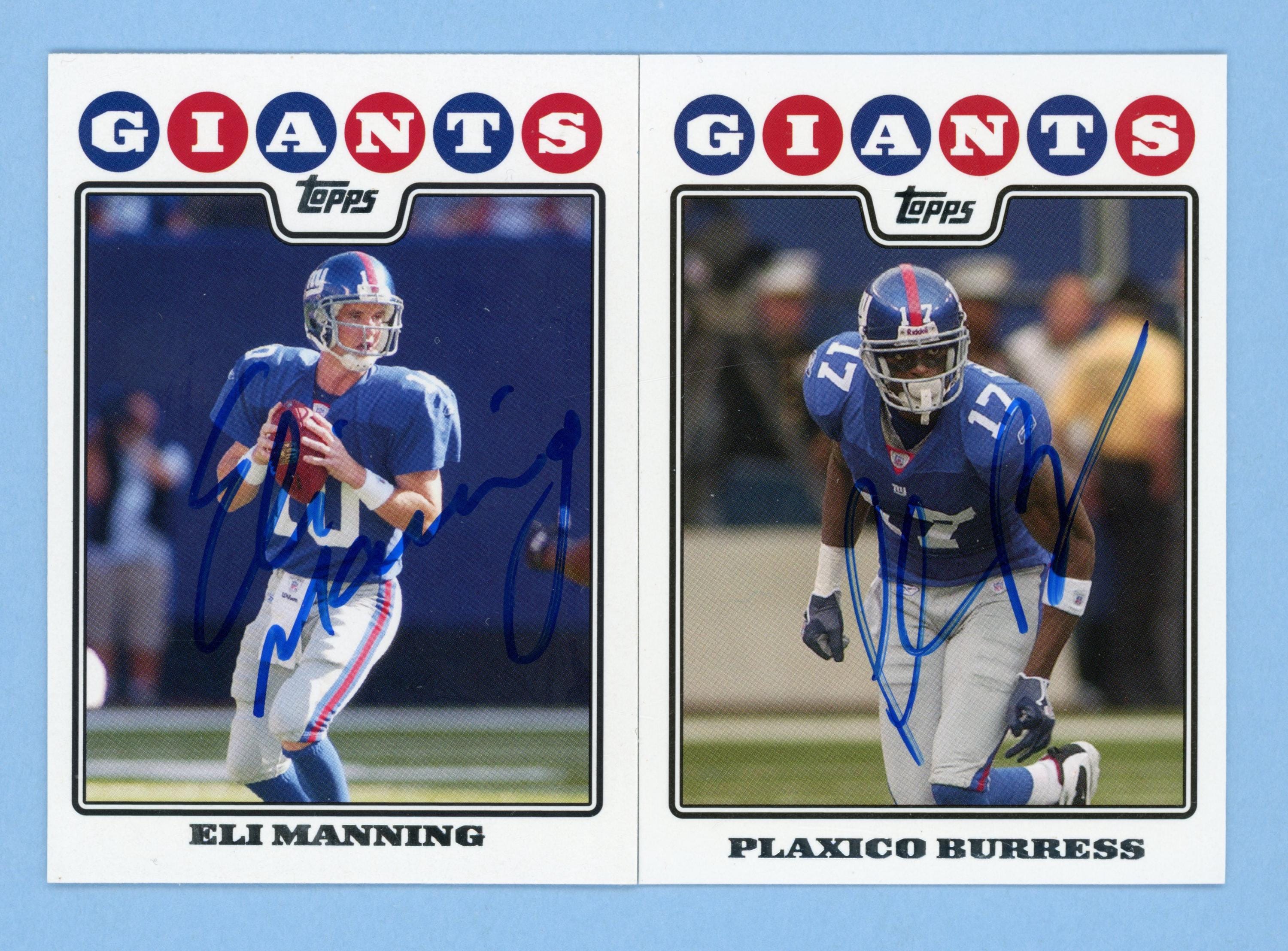 Autographed 2008 Topps New York Giants: Eli Manning, Plaxico