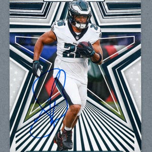 Estrellas ofensivas autografiadas de los Philadelphia Eagles: Saquon Barkley, DeVonta Smith y dos más