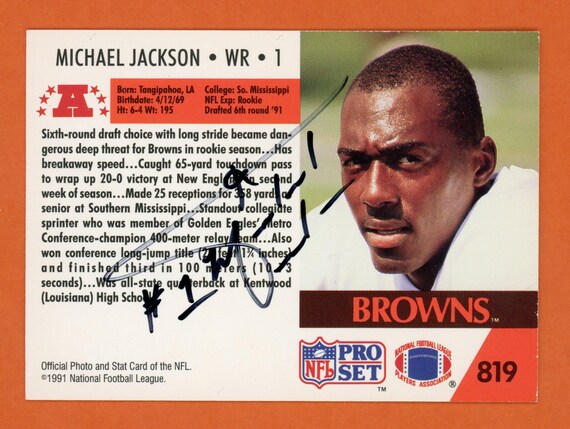 Autographed 1991 Proset Cleveland Browns Cards: Michael Jackson