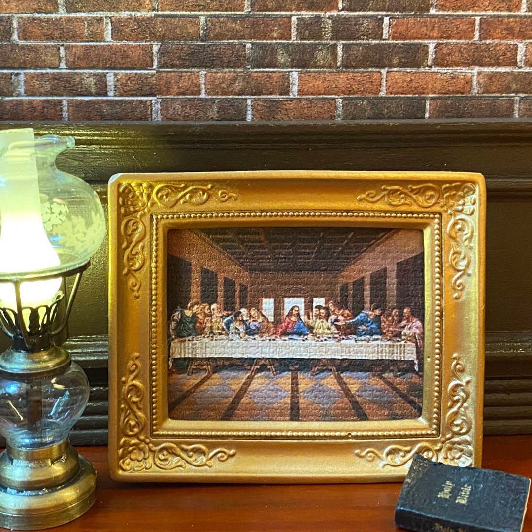 Dollhouse Miniature Framed Picture The Last Supper da Vinci 1:12 scale ...