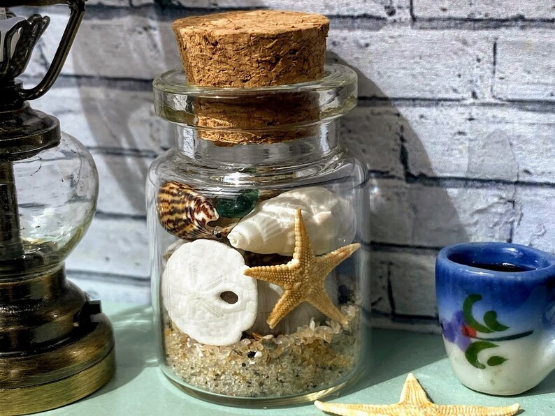 Filled Beach Jar w Starfish and Shells All Through the House Dollhouse Miniature