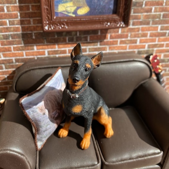 Dollhouse Miniature Doberman Pinscher Dog 1 12 Scale Puppy Dog Etsy