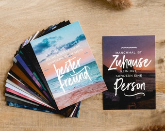 Set of 20 postcards “Togetherness” collection - cards with hearts on the theme of love, for boyfriends & girlfriends, weddings // HEJ.CREATION