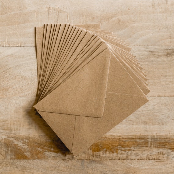 Lot De 100 Mini Enveloppes Kraft - 10,2 X 7,8 Cm - Parfait Pour Cartes De Visite Et Petits Cadeaux