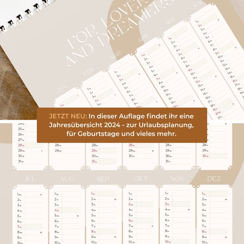 Couples calendar 2024 Design Lover Family calendar 2024 with 3 columns Modern Art family planner // HEJ.CREATION image 6