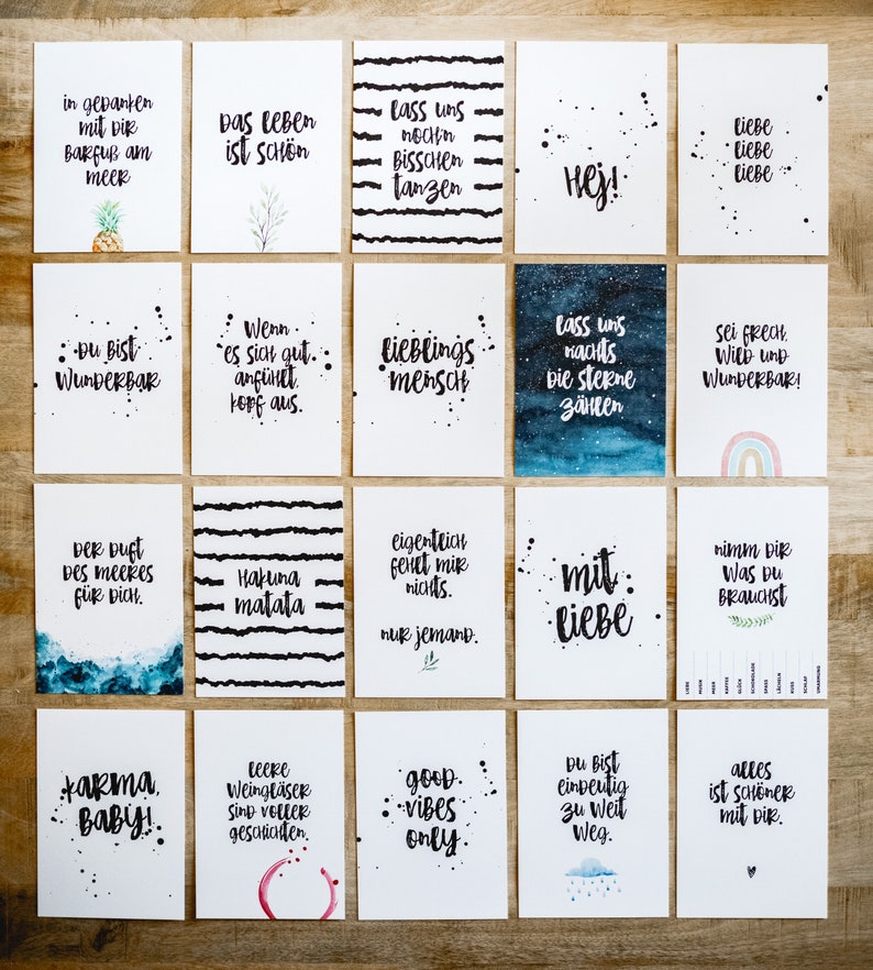 Juego de 20 postales de la colección Amistad: tarjetas con frases sobre amigos, amor, desaparecidos, Corona // HEJ.CREATION imagen 3