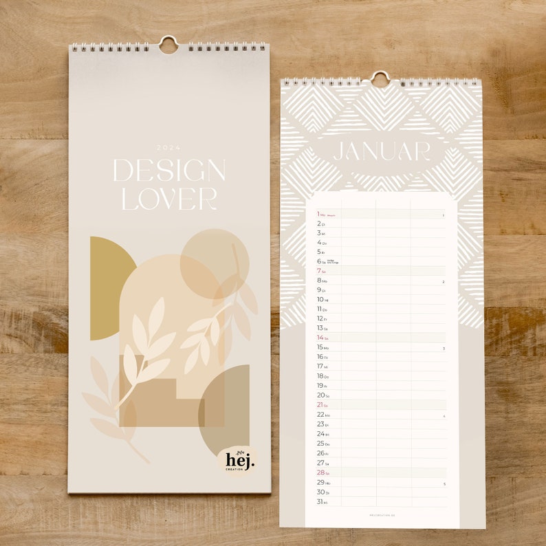 Paarkalender 2024 Design Lover Familienkalender 2024 mit 3 Spalten Modern Art Familienplaner // HEJ.CREATION Bild 2
