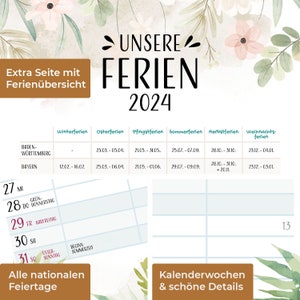 Familienplaner 2024 Unsere Abenteuer Familienkalender 2024 mit 5 Spalten im Aquarell Design // HEJ.CREATION Bild 6