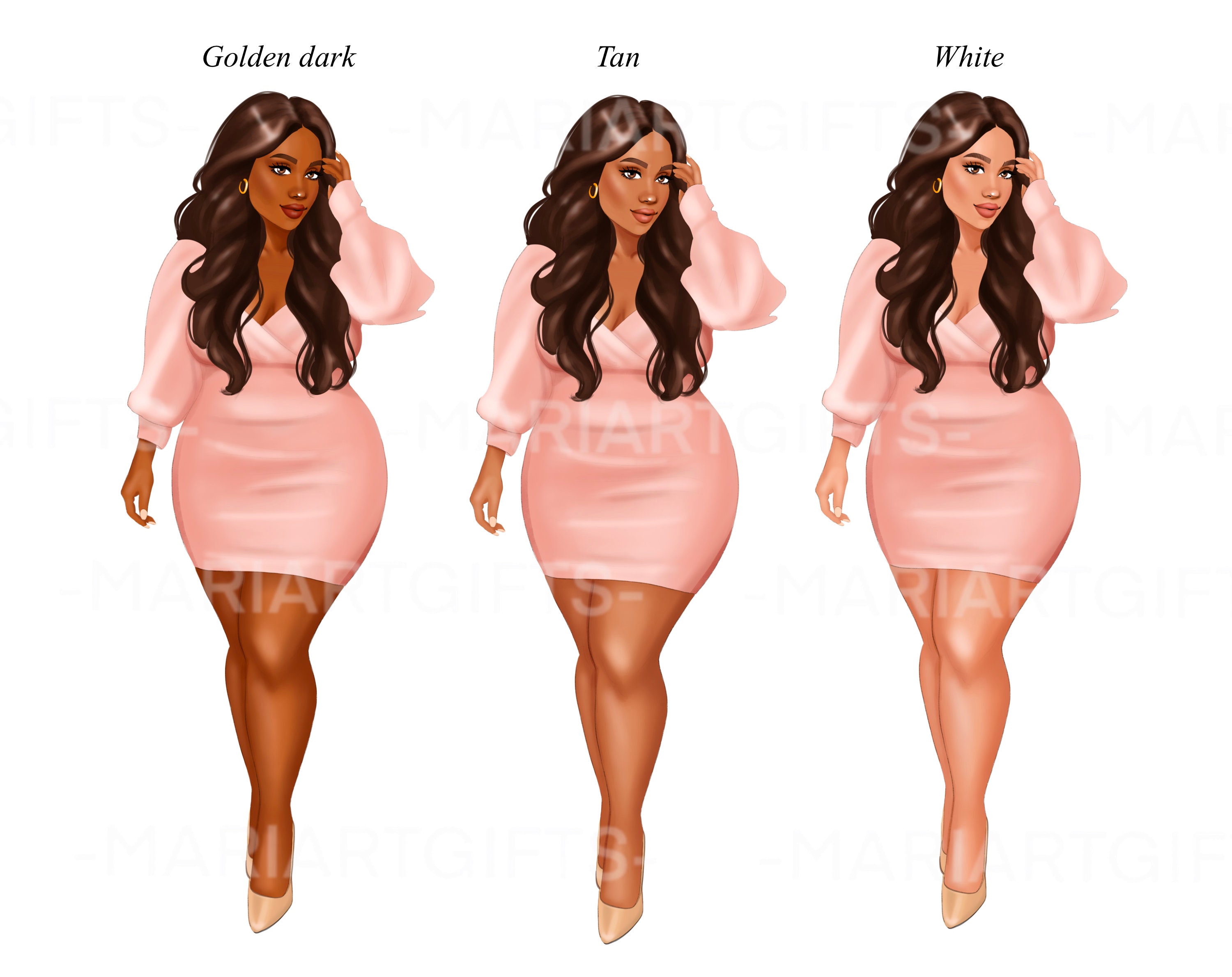 Curvy Girls Clipart Curvy Woman Clipart Casual Clipart Etsy