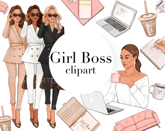 Planner Girl Clipart Girl Boss Clipart Fashion Illustration - Etsy
