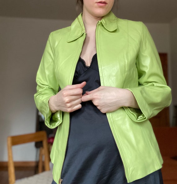 Lime Green 90s Leather Jacket