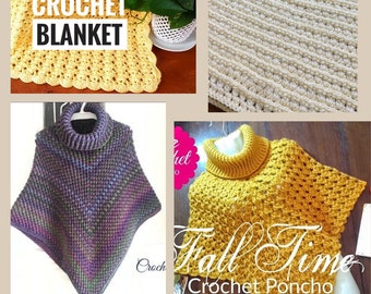 Crochet Blanket & Poncho Patterns Bundle (PDF Download)