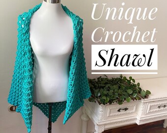 Boho Crochet Shawl Pattern with Pockets (Instant Download)