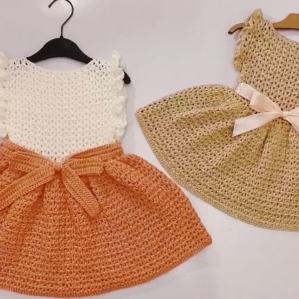 Modèle de robe au crochet pour fille Modèle au crochet Robe bébé avec robe bébé Fille 10 ans Taille Téléchargement immédiat