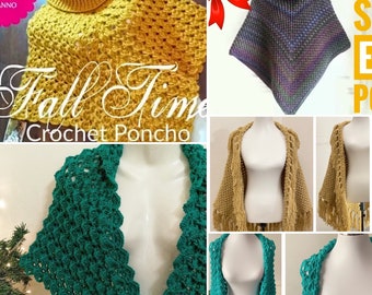 Crochet Shawl & Cape Pattern Bundle, Boho Style (PDF Download)