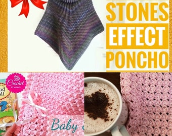 Crochet Poncho and Baby Blanket Throw Patterns (Digital Download)