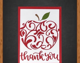 Carte de remerciement Apple : note de remerciement faite main pour le professeur