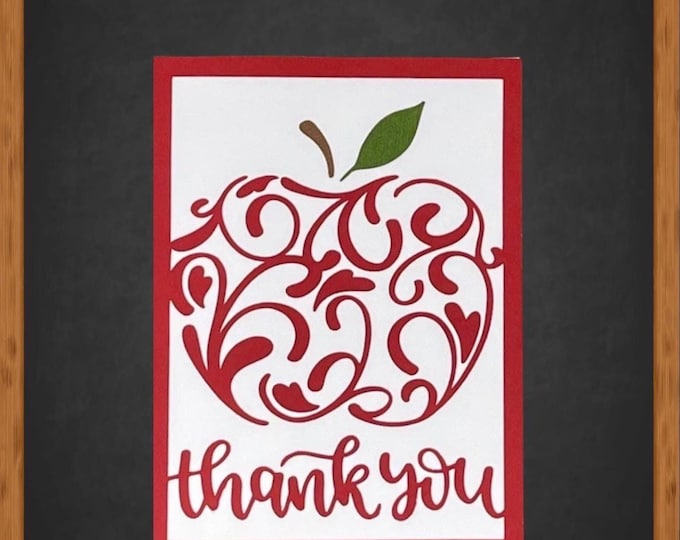 Apple  Thank You Card: Handmade Teacher Appreciation Note