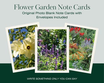 Cartes de voeux florales | Jeu de 6 cartes de correspondance vierges de 5 x 7 po. | Jardins de fleurs multicolores assortis