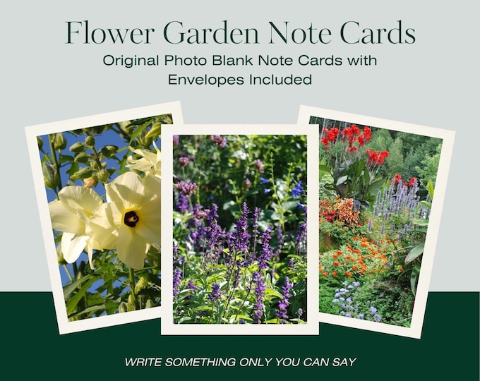 Floral Greeting Cards | Set of 6, 5x7" Blank Note Cards | Assorted multi-colored Flower Gardens