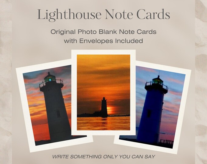 Lighthouse Photo Greeting Cards: Sunrise Kittery ME, Portsmouth Harbor, NH - Set of 5
