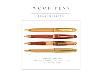 Personalized Laser Engraved Wood Pens, Bamboo, Maple & Rosewood