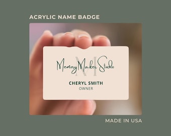 Custom Acrylic Sublimation Name Tag: Magnetic Backing, Made in the USA