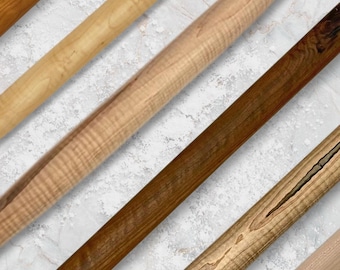 Handcrafted Natural Wood Rolling Pin/ French Tapered, Straight Dowel/ Walnut, Maple, Ambrosia Maple