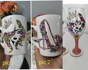 lady/woman\ girl bling mug or wine glass
