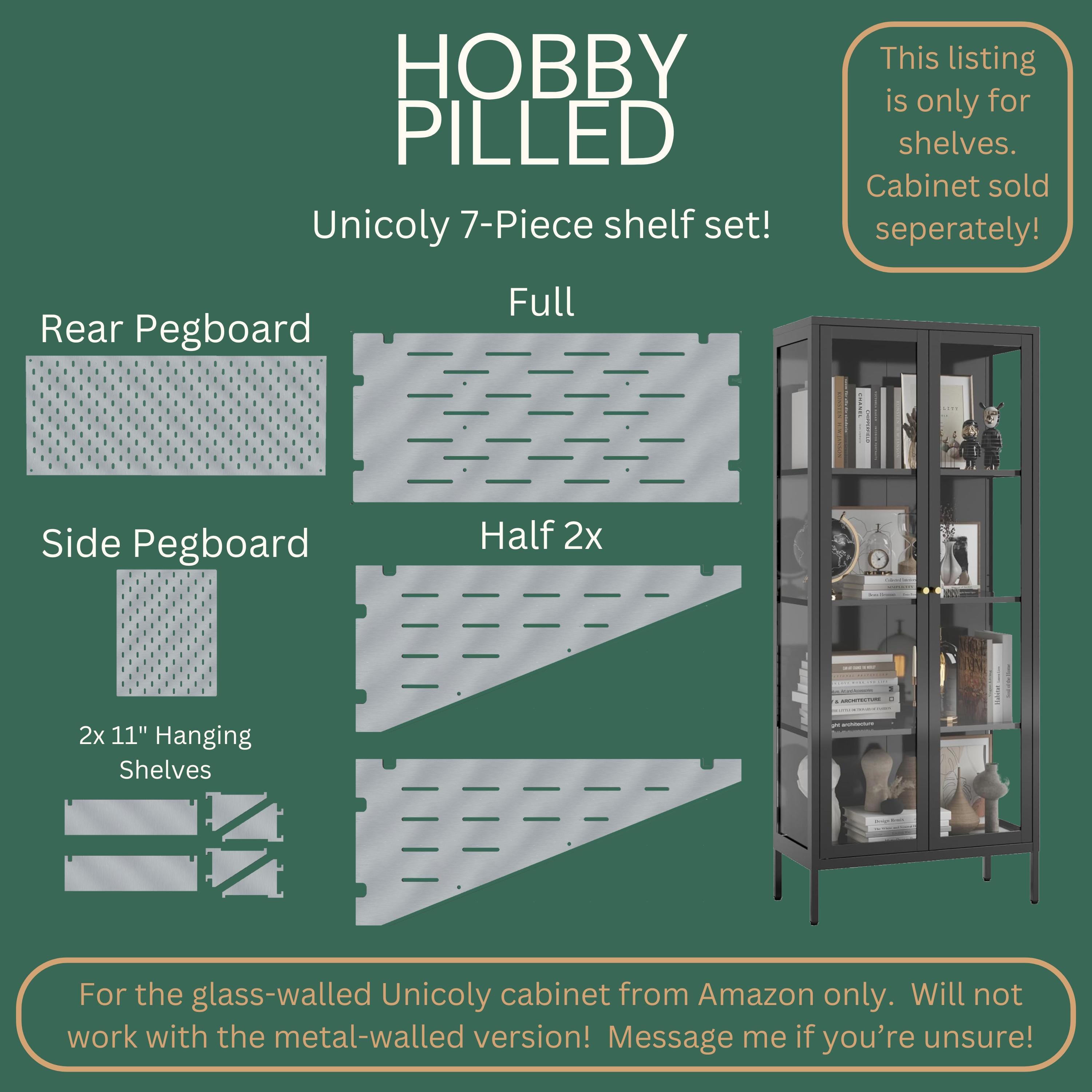 Unicoly 7-piece Shelf Set by Hobbypilled | for Glass-walled