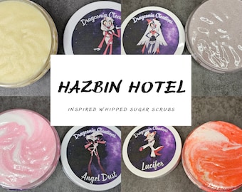 Hazbin Hotel Inspired Whipped Sugar Scrubs, Anime Inspired, Body Scrub, Foaming Whip Soap, Whipped Scrub Soap, Sugar Whipped Soap