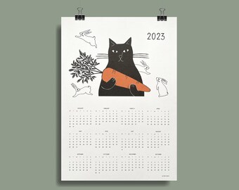 2023 Calendar Le Chat Gourmand (Black Cat), Year of the Rabbit