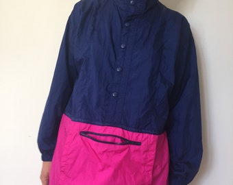 Navy and Pink Adorak Windbreaker Pullover