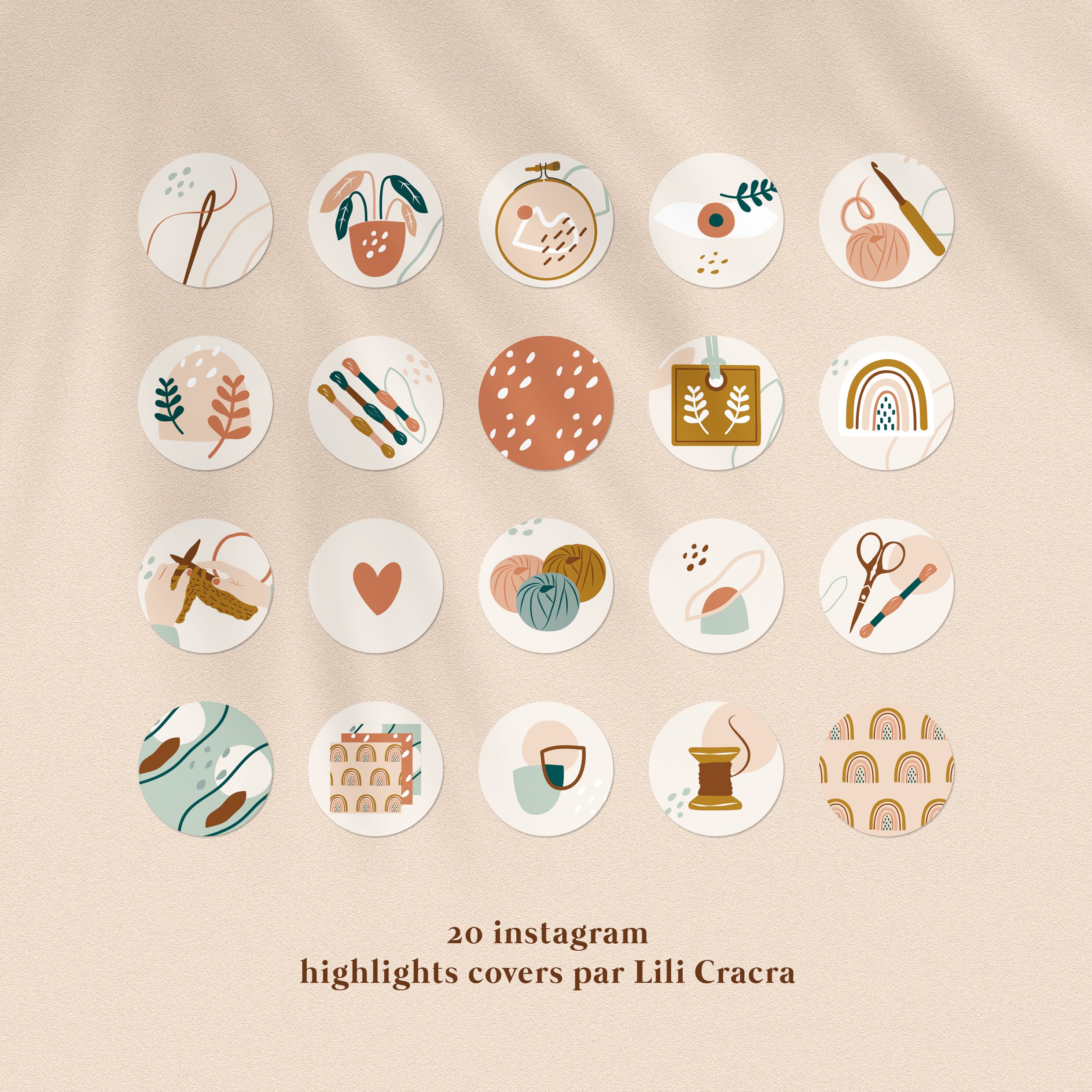Textile Art - 20 Instagram Boho Highlight Cover Icons
