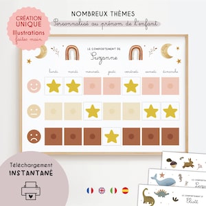 Cuadro de comportamiento infantil personalizado con nombre para imprimir | Motivación, rutina, progreso, educación Montessori positiva | PDF