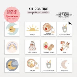 Kit Routine Magnétique Enfant - Aimants Matin, Soir Autonomie - Magnets Tableau de Motivation - Organisation Vie Famille - Montessori