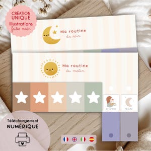 Pack Routines Enfant Matin et Soir Montessori Pastel | 105 cartes, Tableau Routine, Planning Enfant Imprimable, Autonomie, PDF | Multilingue