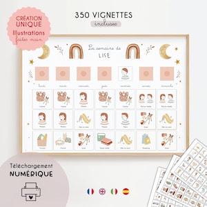 Grote gepersonaliseerde Montessori weekplanner voor kinderen | Regenboog kleuterschoolplanner, kalender, rooster, PDF | Meertalig