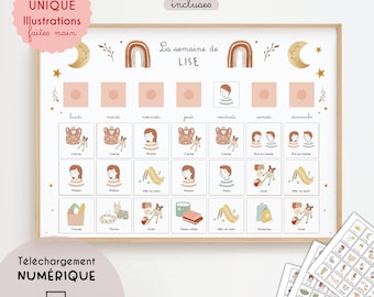 Personalized Kids Weekly Planner | Montessori Weekly Schedule, Boho, Family Wall Organizer, Toddler Routine Chart, Digital Download
