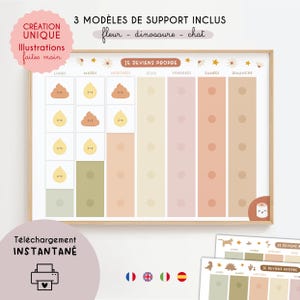 Tableau Propreté Montessori pour Enfant à Imprimer｜Autonomie, Motivation, Tableau Pot Toilettes, Apprentissage, Pipi Caca, PDF｜Multilingue