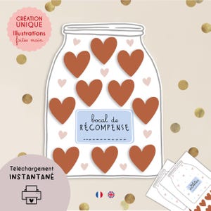 Pot de Récompense Enfant à Imprimer｜DIY, Reward Jar, Bocal Coeur, Motivation, Routine, Suivi Comportement,Éducation Positive Montessori｜PDF