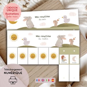 Pack Routines Enfant Matin et Soir Montessori Animaux | 105 cartes, Tableau Routine, Planning Enfant Imprimable, Autonomie, PDF, Multilingue