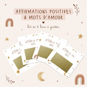 Carte à gratter à personnaliser soi-même - mots d'amour, affirmations positives enfant, mots doux - 8 tickets - activité enfant, Montessori