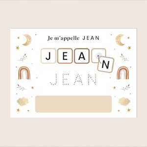 Support Apprendre son prénom - Montessori - reconnaitre et écrire son prénom - Boho / minimaliste / kids toy / pédagogie / printable