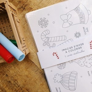Imagier de Noël / d’hiver numérique à colorier - 5 cartes a5 - activité enfant, activité noël, coloriage noël, coloriage enfant, Montessori