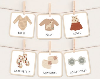 Kleideraufbewahrungsetiketten – Trofast-Behälter, Kleiderschrank – Montessori – Kinderzimmerorganisation