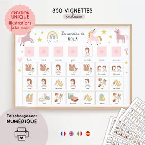 Stor personlig Montessoriveckoplanerare för barn | Enhörningsförskoleplanerare, barnkalender, schema, PDF | Flerspråkig